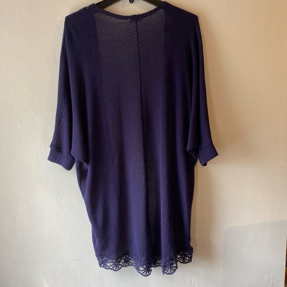 Charming Blue Cardigan SZXL Crotchet Trim Granny Grandma Cottage Peasant Prairie - Picture 7 of 10